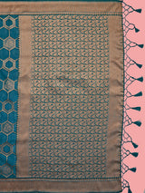 Mimosa Women's Woven Design Banarasi Linen Saree With Blouse Piece : SA00001235SFFREE