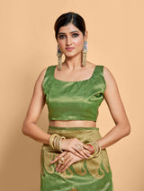 Mimosa Women's Woven Design Banarasi Art Silk Saree With Blouse Piece : SA00001237GRNFREE