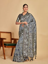 Mimosa Women's Woven Design Kanjivaram Art Silk Saree With Blouse Piece : SA00001249GYFREE