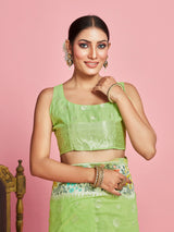 Mimosa Women's Woven Design Banarasi Linen Saree With Blouse Piece : SA00001253LRFREE