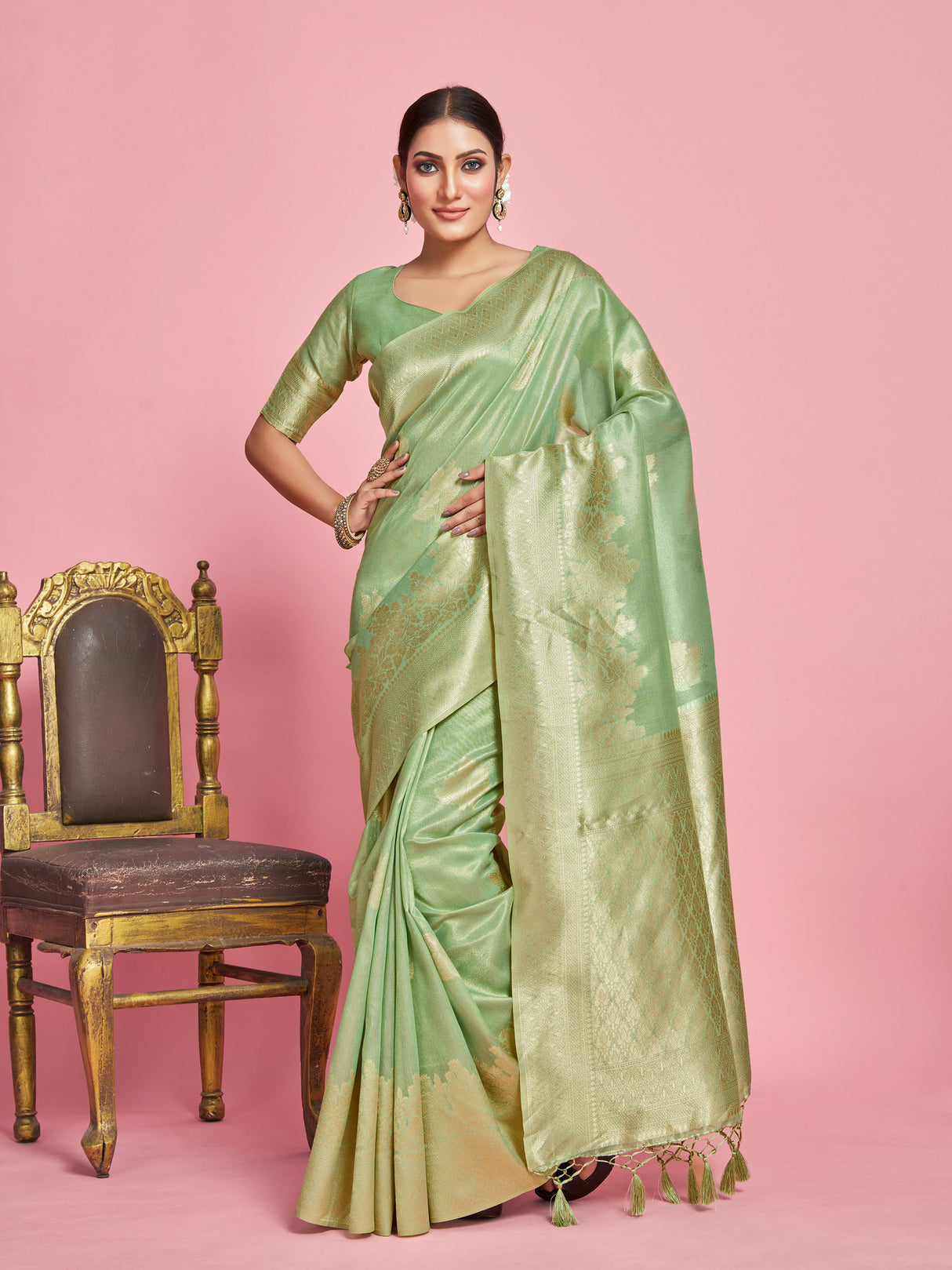 Mimosa Women's Woven Design Banarasi Art Silk Saree With Blouse Piece : SA00001254SFFREE