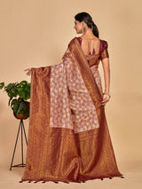 Mimosa Women's Woven Design Kanjivaram Art Silk Saree With Blouse Piece : SA00001260PNKFREE