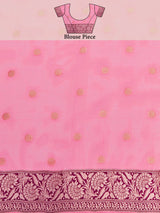 Mimosa Women's Woven Design Banarasi Linen Saree With Blouse Piece : SA00001273PNKFREE