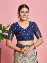 Mimosa Women's Woven Design Banarasi Art Silk Saree With Blouse Piece : SA00001274GYFREE