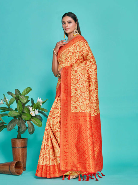 Mimosa Women's Woven Design Banarasi Art Silk Saree With Blouse Piece : SA00001275YLWFREE