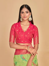 Mimosa Women's Woven Design Banarasi Lenin Saree With Blouse Piece : SA00001281LRFREE