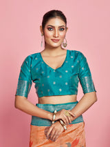 Mimosa Women's Woven Design Banarasi Lenin Saree With Blouse Piece : SA00001281PCFREE