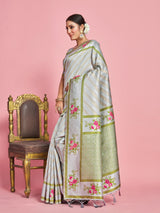 Mimosa Women's Woven Design Banarasi Art Silk Saree With Blouse Piece : SA00001282GYFREE