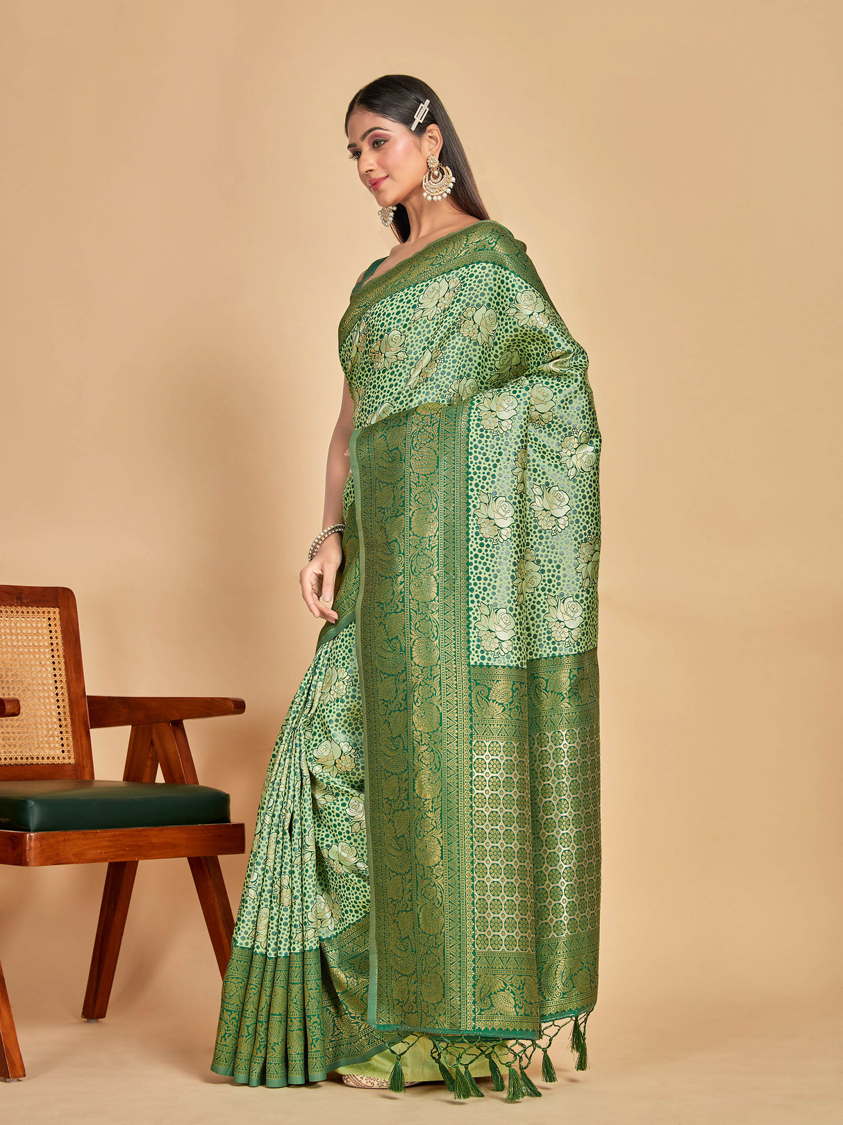 Mimosa Women's Woven Design Kanjivaram Art Silk Saree With Blouse Piece : SA00001283PSFREE