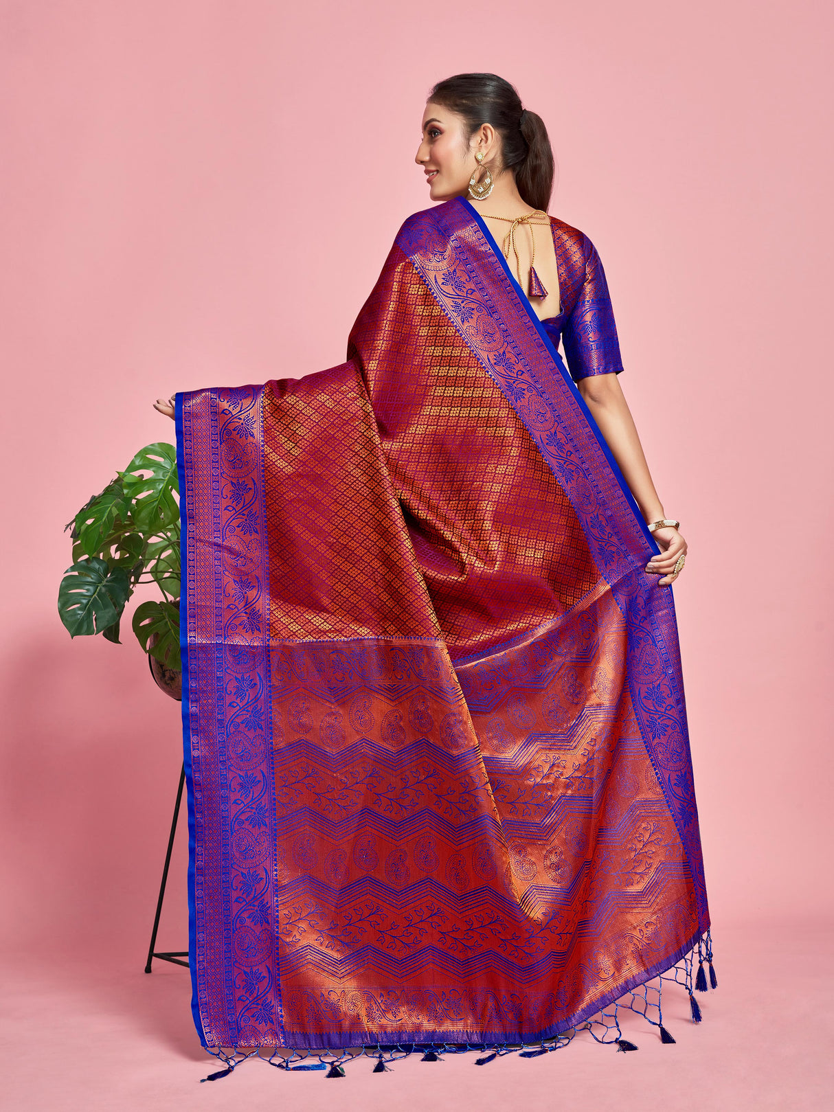 Mimosa Women's Woven Design Kanjivaram Art Silk Saree With Blouse Piece : SA00001293VLFREE