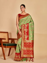 Mimosa Women's Woven Design Patola Art Silk Saree With Blouse Piece : SA00001296PSFREE