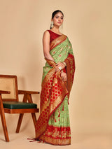 Mimosa Women's Woven Design Patola Art Silk Saree With Blouse Piece : SA00001296PSFREE