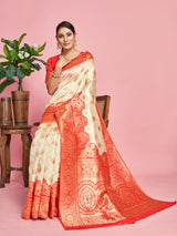 Mimosa Women's Woven Design Kanjivaram Art Silk Saree With Blouse Piece : SA00001341WHFREE