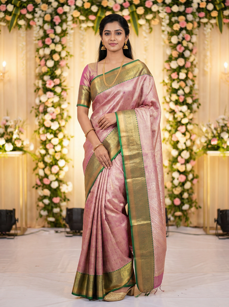 MIMOSA Women's Woven Design Kanjivaram Style Art Silk Saree with Blouse Piece - Magenta (SA00001522MJFREE)