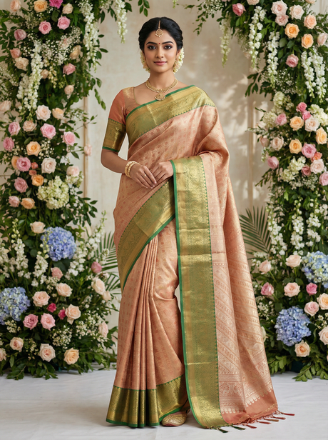 MIMOSA Women's Woven Design Kanjivaram Style Art Silk Saree with Blouse Piece - Maroon (SA00001522MRFREE)