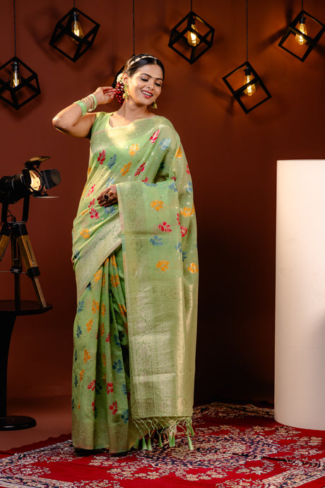 Mimosa Women's Woven Design Banarasi Style Art Silk Saree With Blouse Piece : SA00001603PSFREE