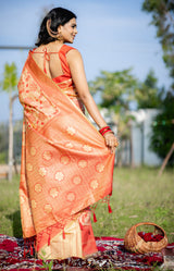 Mimosa Women's Woven Design Kanjivaram Style Art Silk Saree With Blouse Piece : SA00001621PCFREE