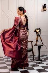 Mimosa Women's Woven Design Kanjivaram Style Art Silk Saree With Blouse Piece : SA00001644MJFREE