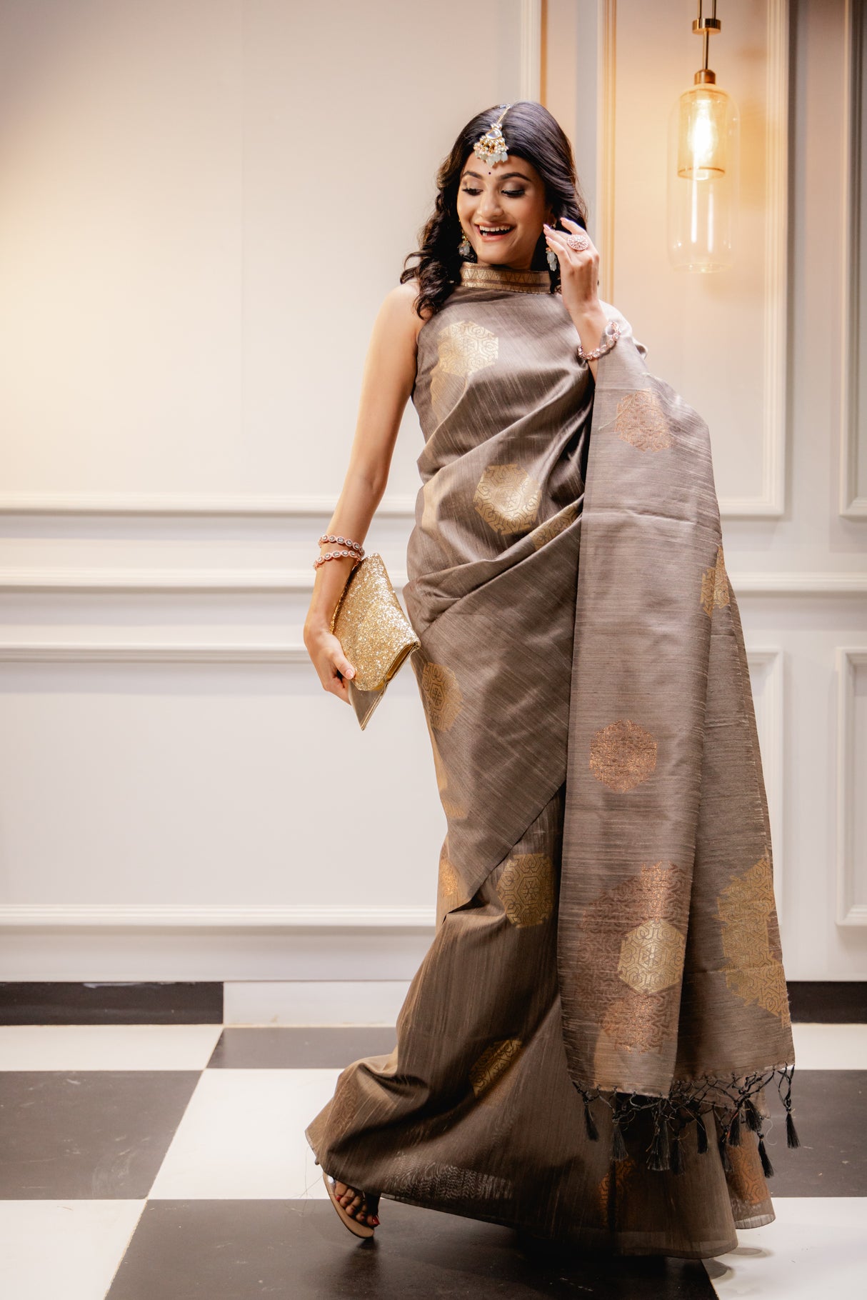 Mimosa Women's Woven Design Bishnupuri  Style Art Silk Saree With Blouse Piece : SA00001666CKFREE