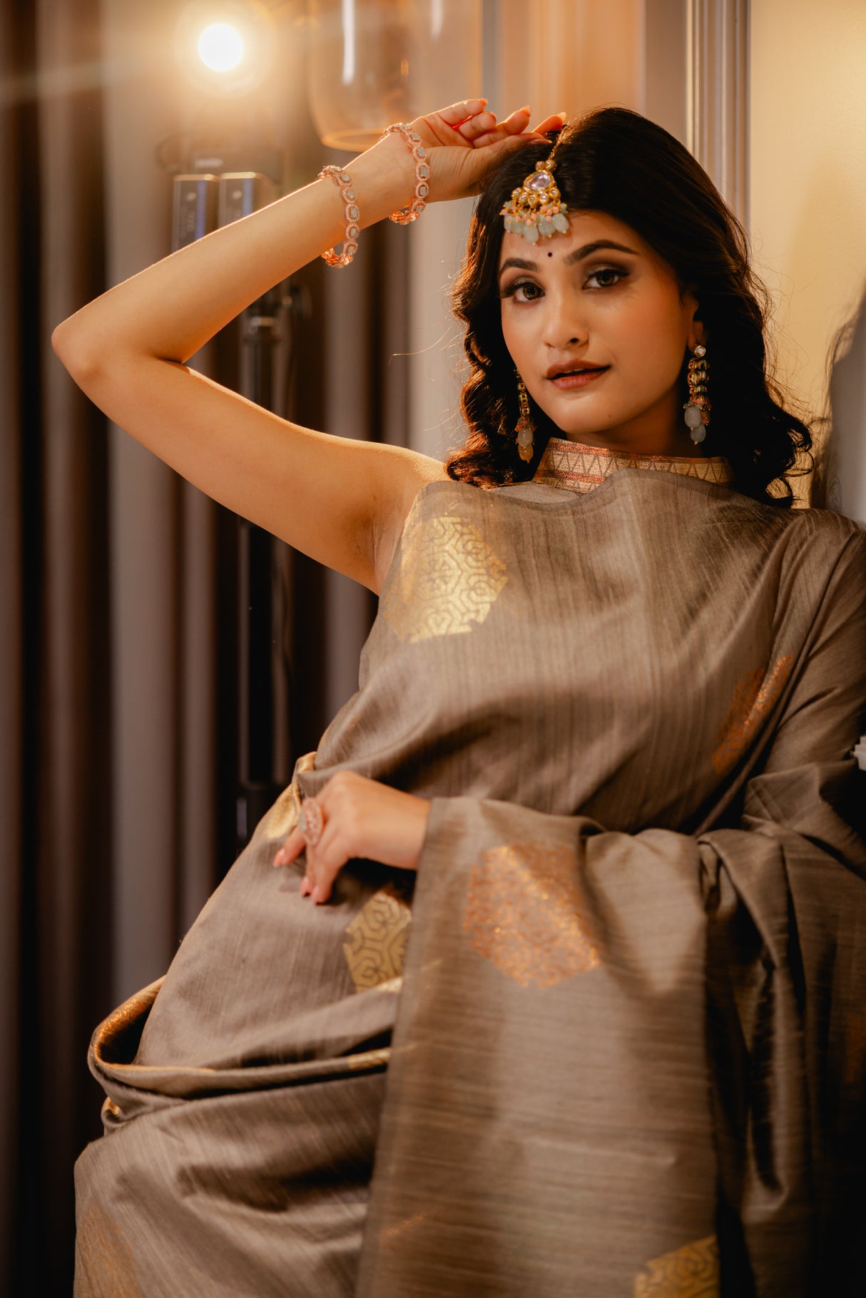 Mimosa Women's Woven Design Bishnupuri  Style Art Silk Saree With Blouse Piece : SA00001666CKFREE