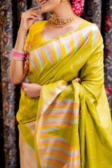 Mimosa Women's Woven Design Kanjivaram Style Art Silk Saree With Blouse Piece : SA00001667OLFREE