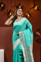Mimosa Women's Woven Design Banarasi Style Art Silk Saree With Blouse Piece : SA00001755RMFREE