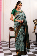 Mimosa Women's Woven Design Kanjivaram Style Art Silk Saree With Blouse Piece : SA00001777PSFREE