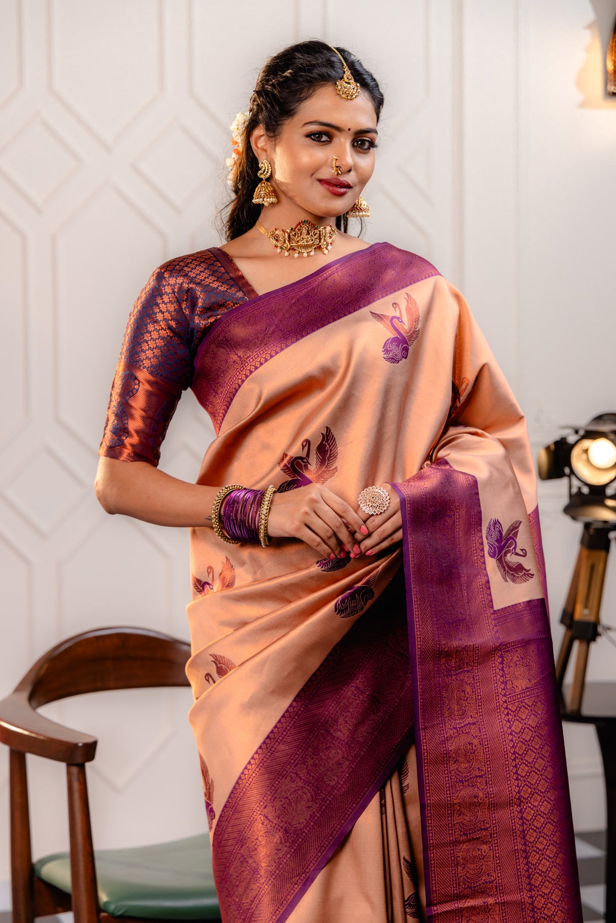 Mimosa Women's Woven Design Kanjivaram Style Art Silk Saree With Blouse Piece : SA00001778MJFREE