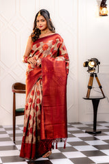 Mimosa Women's Woven Design Kanjivaram Style Art Silk Saree With Blouse Piece : SA00001789MRFREE