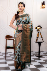 Mimosa Women's Woven Design Kanjivaram Style Art Silk Saree With Blouse Piece : SA00001789PSFREE