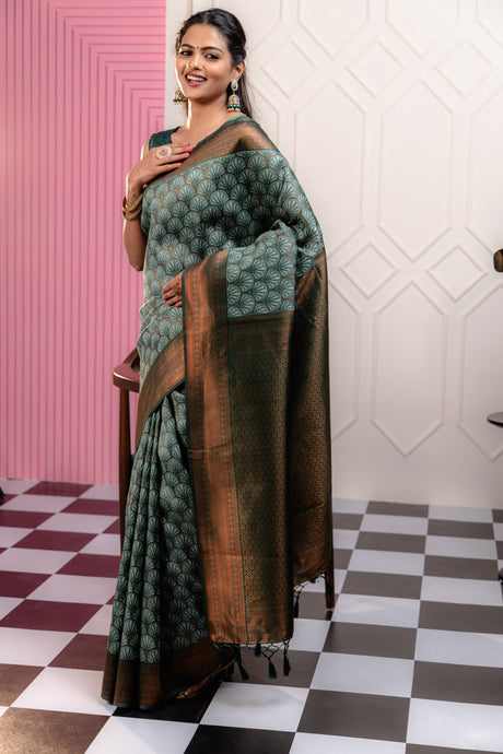Mimosa Women's Woven Design Kanjivaram Style Art Silk Saree With Blouse Piece : SA00001790PSFREE