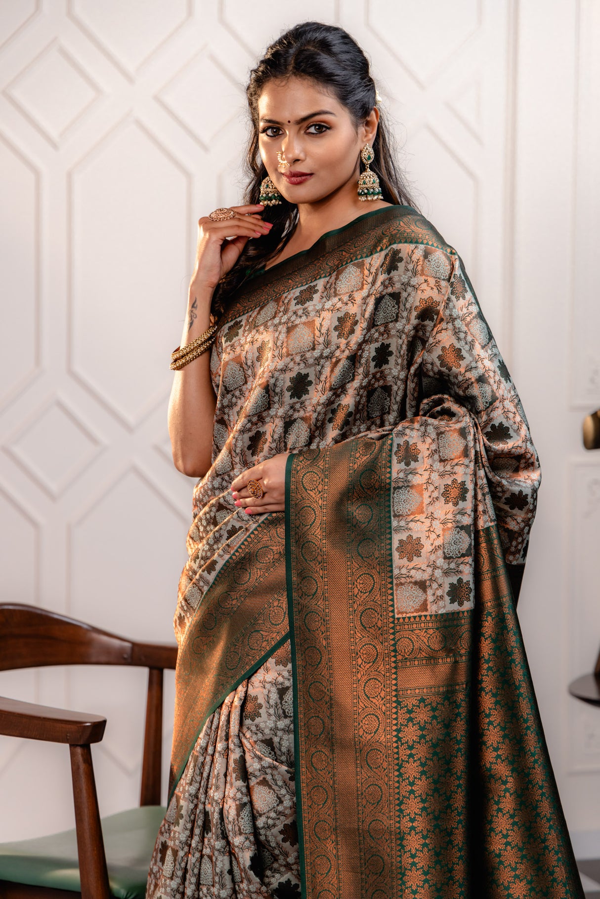 Mimosa Women's Woven Design Kanjivaram Style Art Silk Saree With Blouse Piece : SA00001791PSFREE