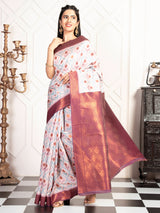 Mimosa Women's Woven Design Pochampally Style Art Silk Saree With Blouse Piece : SA00001953PNKFREE