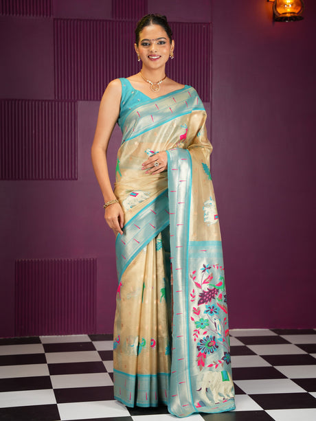 Mimosa Women's Woven Design Banarasi Style Art Silk Saree With Blouse Piece : SA00001954RMFREE