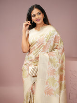 Mimosa Women's Woven Design Banarasi Style Art Silk Saree With Blouse Piece : SA00001987WHFREE