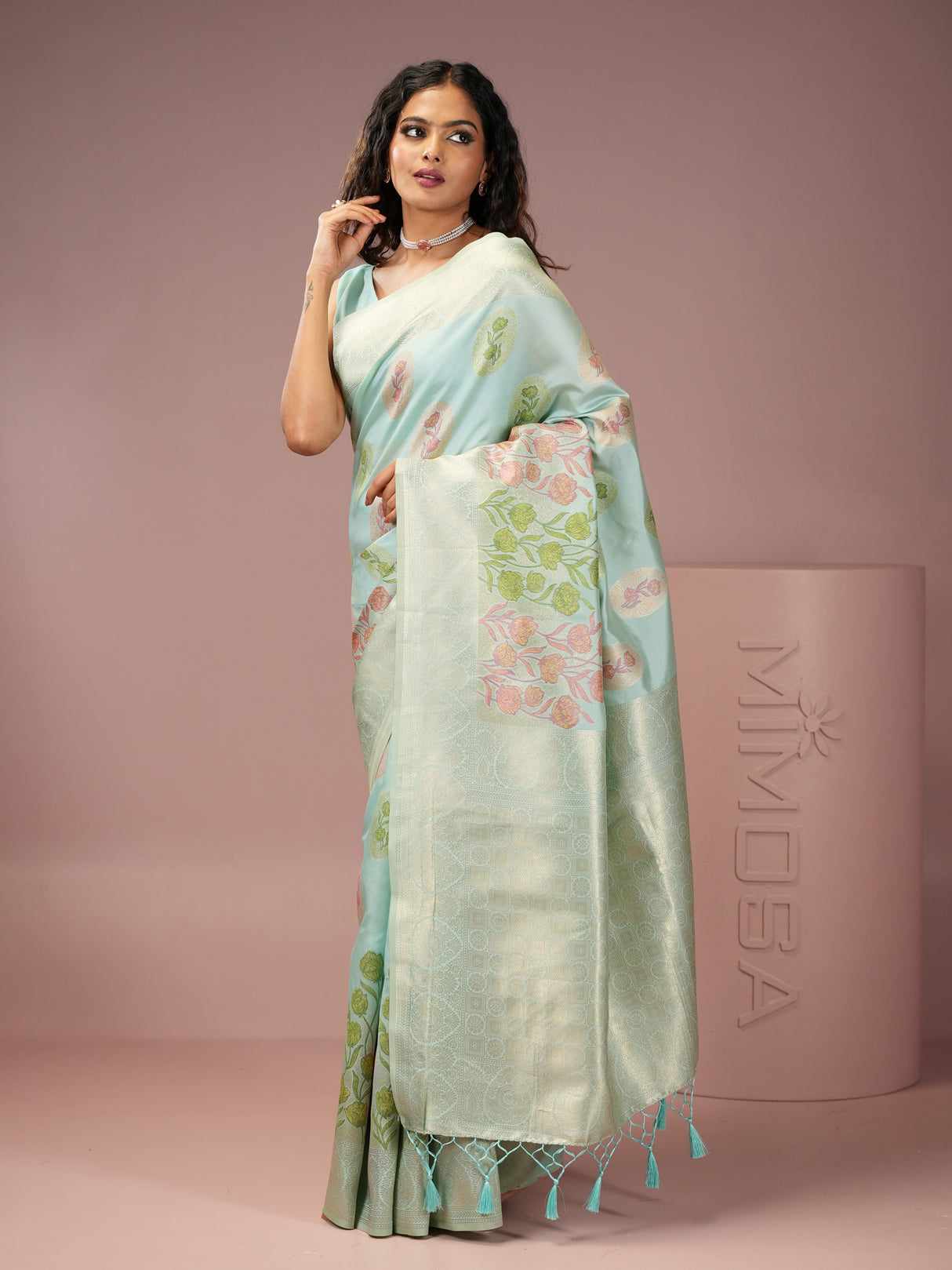 Mimosa Women's Woven Design Banarasi Style Art Silk Saree With Blouse Piece : SA00001990BLUFREE