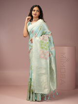 Mimosa Women's Woven Design Banarasi Style Art Silk Saree With Blouse Piece : SA00001990BLUFREE