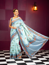 Mimosa Women's Woven Design Banarasi Style Art Silk Saree With Blouse Piece : SA00001992BLUFREE