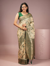 Mimosa Women's Woven Design Banarasi Style Art Silk Saree With Blouse Piece : SA00001999GRNFREE