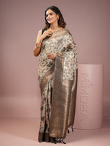 Mimosa Women's Woven Design Banarasi Style Art Silk Saree With Blouse Piece : SA00002000NVFREE