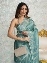 Mimosa Women's Woven Design Banarasi Style Tissue Crush Saree With Blouse Piece : SA00002012SFFREE