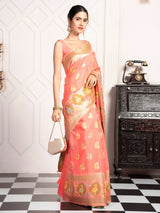 Mimosa Women's Woven Design Kanjivaram Style Art Silk Saree With Blouse Piece : SA00002067STFREE