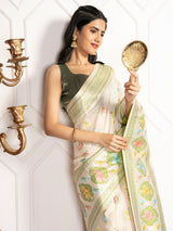 Mimosa Women's Woven Design Kanjivaram Style Art Silk Saree With Blouse Piece : SA00002067WHFREE