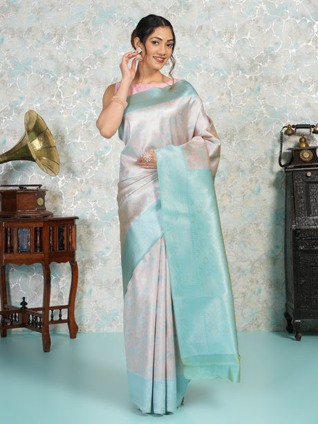 Mimosa Women's Woven Design Kanjivaram Style Art Silk Saree With Blouse Piece : SA00002114HWFREE