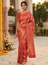 MIMOSA Women's Woven Design Kanjivaram Style Art Silk  Saree with Blouse Piece - Gajjari ( SA00002246GJFREE )
