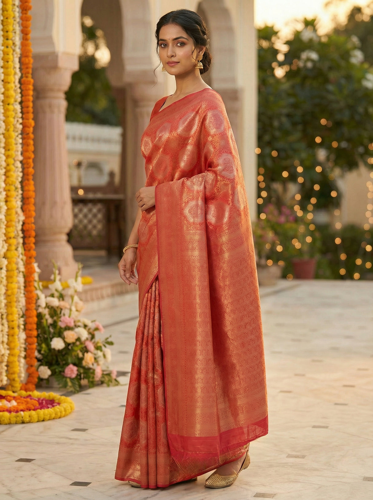 MIMOSA Women's Woven Design Kanjivaram Style Art Silk  Saree with Blouse Piece - Gajjari ( SA00002246GJFREE )