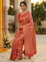 MIMOSA Women's Woven Design Kanjivaram Style Art Silk  Saree with Blouse Piece - Gajjari ( SA00002246GJFREE )
