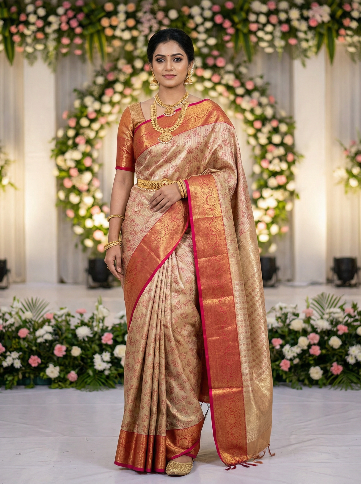 MIMOSA Women's Woven Design Kanjivaram Style Art Silk Saree with Blouse Piece - Maroon (SA00002477MRFREE)