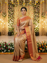 MIMOSA Women's Woven Design Kanjivaram Style Art Silk Saree with Blouse Piece - Maroon (SA00002477MRFREE)