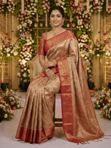 MIMOSA Women's Woven Design Kanjivaram Style Art Silk Saree with Blouse Piece - Maroon (SA00002804MRFREE)